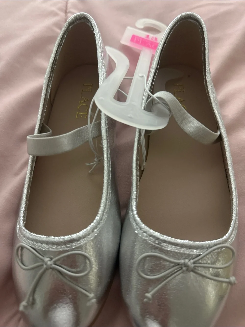 Girls Bow Ballet Flats - Metallic